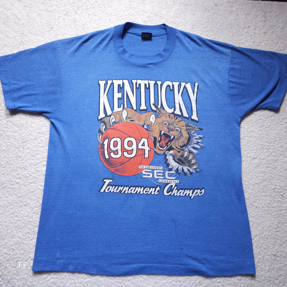Vintage 1994 Kentucky Wildcats SEC Tournament Champs T Shirt XL Blue Graphic